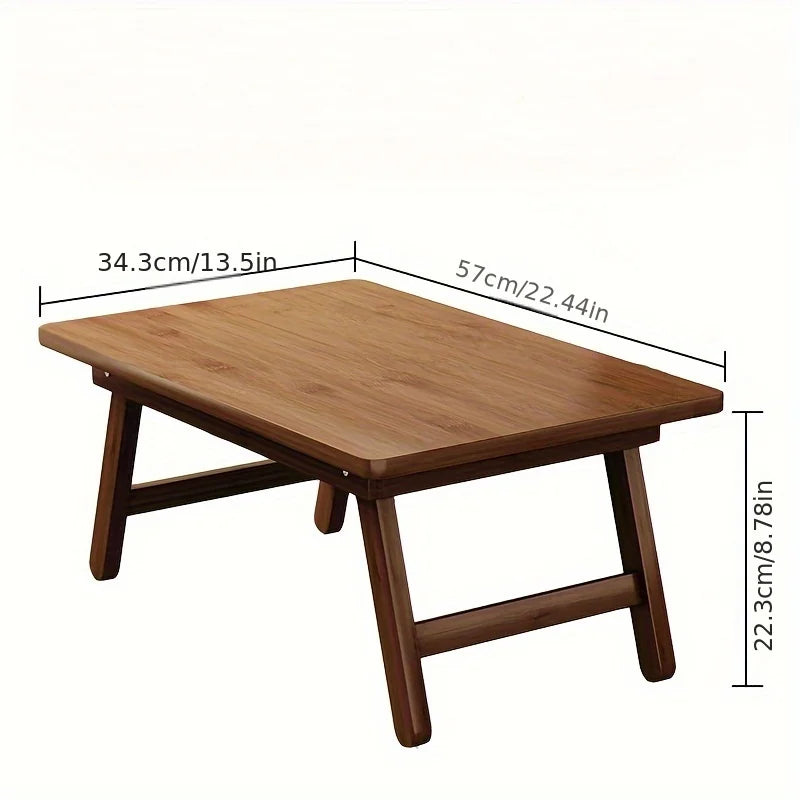 Versatile Foldable Coffee Table - Brown, Bamboo Top, Contemporary Style for Bay Window, Balcony, or Study Area