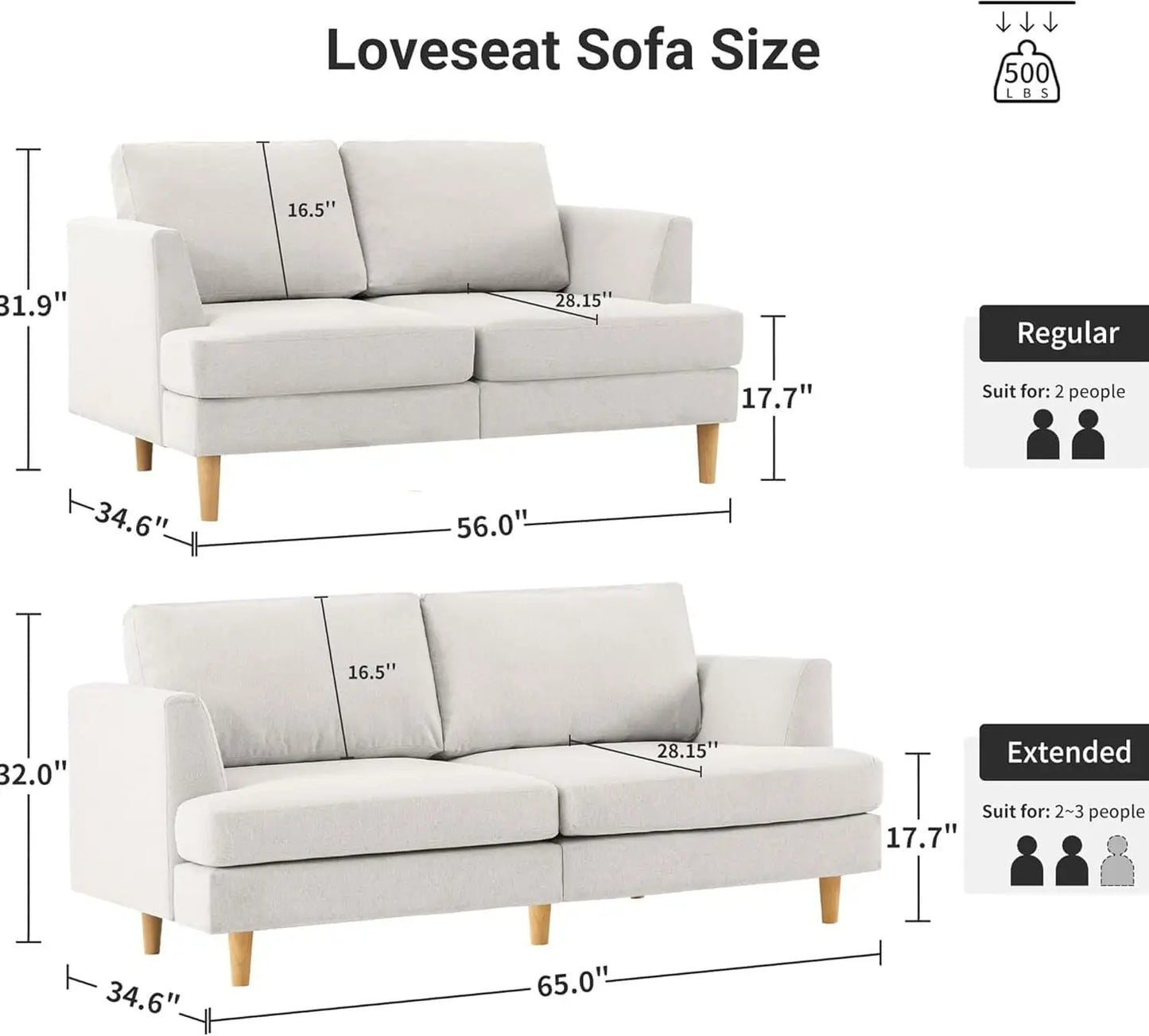Loveseat Sofa 56", Small Couches for Small Spaces,Mid Century Love Seat Couches for Living Room,Upholstered 2-Seater Small Couch
