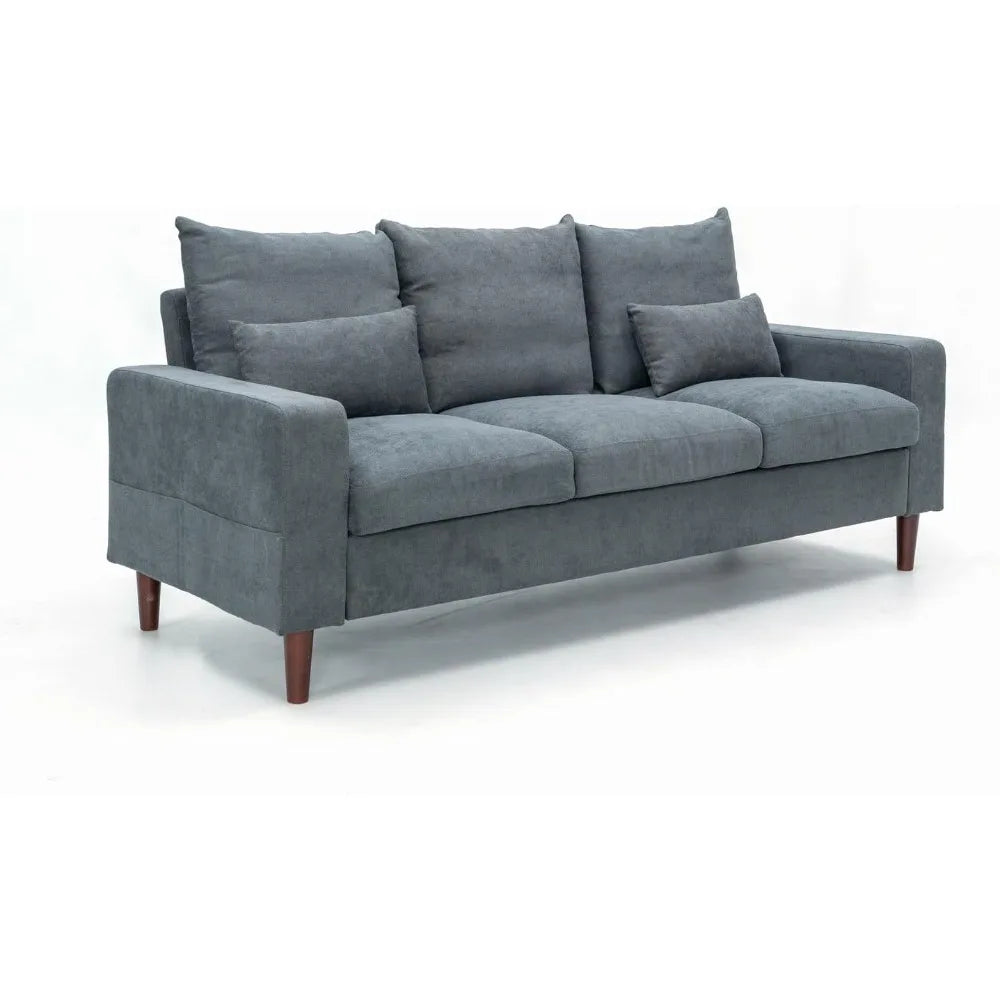 3 Seater Sofa Couches for Living Room Modern Linen Fabric Couch for Apartment and Small Space, Grey