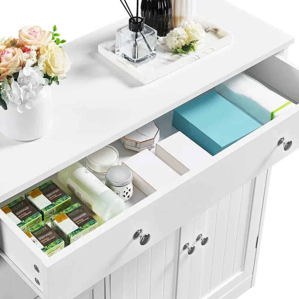 Bathroom Free-Standing Floor Cabinet, Practical Storage Cabinet with Drawers and Doors for Kitchen,Adjustable Shelves