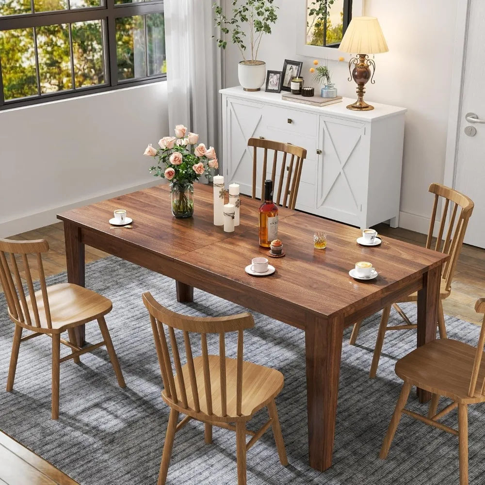 Extendable Dining Table for 6 8 10 12 Person, 70.8"-106.3" Rectangular Transformer Kitchen Table, Modern Space-Saving Extra Long
