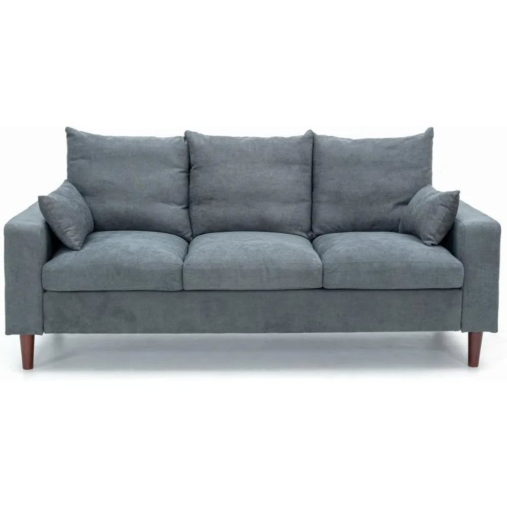3 Seater Sofa Couches for Living Room Modern Linen Fabric Couch for Apartment and Small Space, Grey