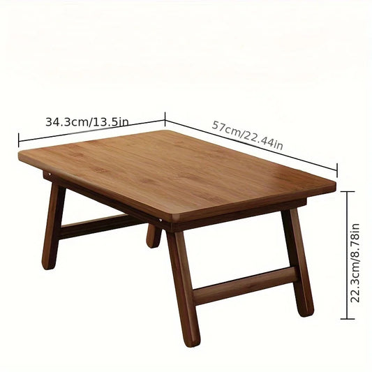 Versatile Foldable Coffee Table - Brown, Bamboo Top, Contemporary Style for Bay Window, Balcony, or Study Area