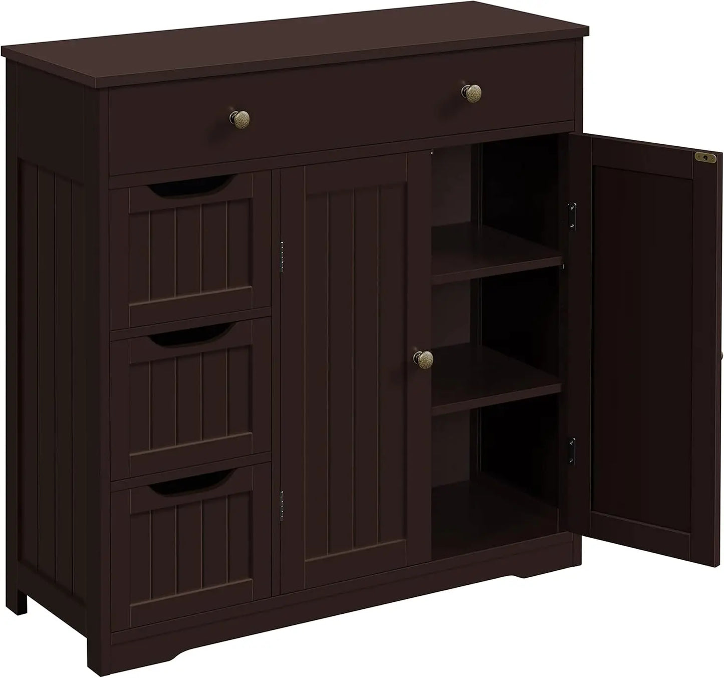 Bathroom Free-Standing Floor Cabinet, Practical Storage Cabinet with Drawers and Doors for Kitchen,Adjustable Shelves