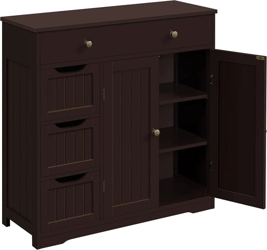 Bathroom Free-Standing Floor Cabinet, Practical Storage Cabinet with Drawers and Doors for Kitchen,Adjustable Shelves