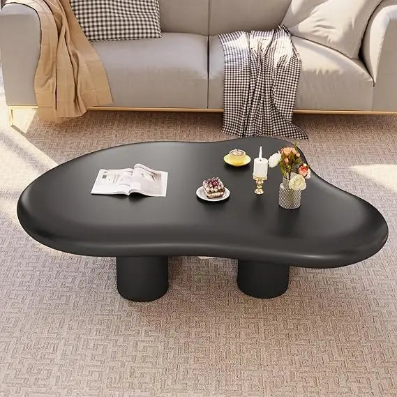 Cream White Coffee Table - Cute Cloud Design Sofa End Table with 4 Legs for Living Room