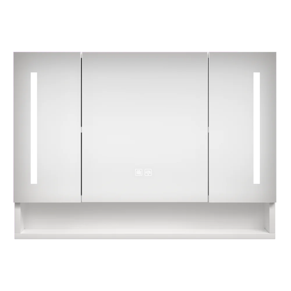 39x28 inches Aluminium Bathroom Cabinets, Mirrors and LED Lights, Multilevel Storage Compartments, Bathroom Storage Cabinet