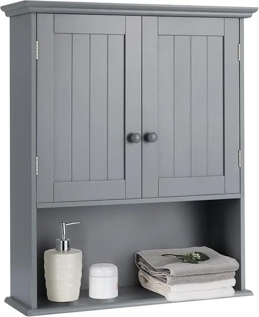 Bathroom Cabinet Wall Mounted, Bathroom Storage Cabinet w/Adjustable Shelf, 2-Door Bathroom Wall Cabinet, Over The Toilet Cabin
