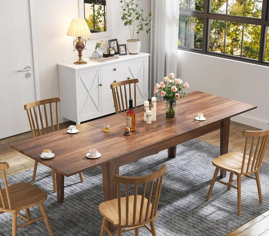 Extendable Dining Table for 6 8 10 12 Person, 70.8"-106.3" Rectangular Transformer Kitchen Table, Modern Space-Saving Extra Long