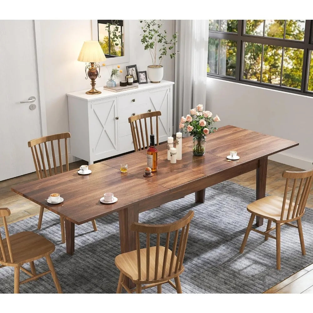 Extendable Dining Table for 6 8 10 12 Person, 70.8"-106.3" Rectangular Transformer Kitchen Table, Modern Space-Saving Extra Long