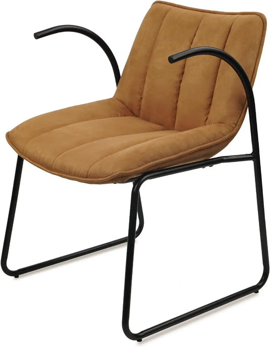 Mid-Century Modern Accent Chairs Set of 2, Upholstered Leather Lounge Sofa Chair Comfy Reading Chair with Metal Frame,