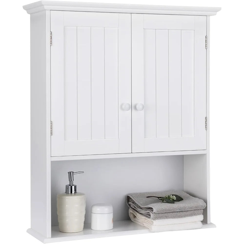 Bathroom Cabinet Wall Mounted, Bathroom Storage Cabinet w/Adjustable Shelf, 2-Door Bathroom Wall Cabinet, Over The Toilet Cabin