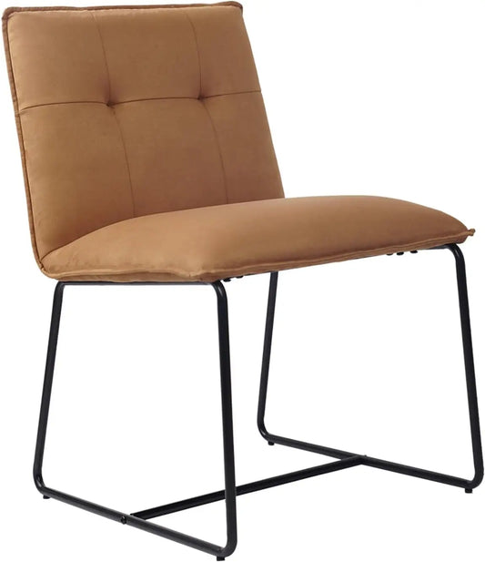 Mid-Century Modern Accent Chairs Set of 2, Upholstered Leather Lounge Sofa Chair Comfy Reading Chair with Metal Frame,