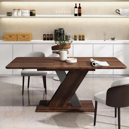 Extendable Dining Table for 6 8 10 12 Person, 70.8"-106.3" Rectangular Transformer Kitchen Table, Modern Space-Saving Extra Long