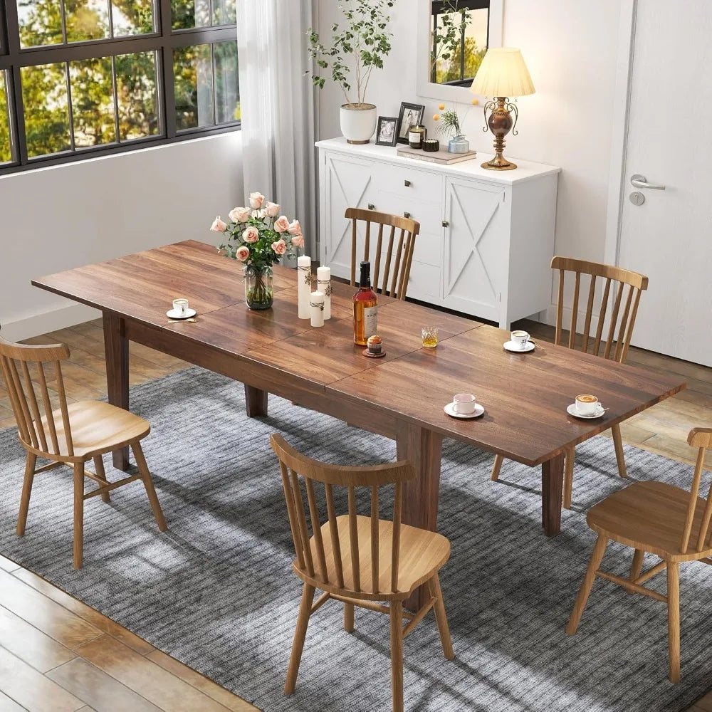 Extendable Dining Table for 6 8 10 12 Person, 70.8"-106.3" Rectangular Transformer Kitchen Table, Modern Space-Saving Extra Long